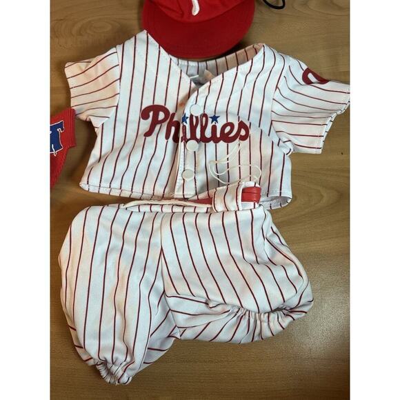 Build A Bear Phillies Baseball Player Outfit Uniform With Red Baseball Cap - Picture 2 of 9